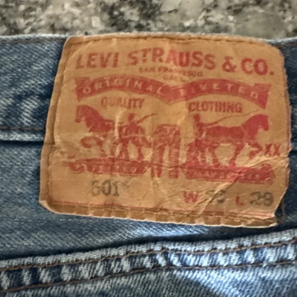 Levis 501 Jeans Mens 36x29 Blue Denim‎ Pants Button Fly Straight Classic #743